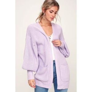Lulu's Lilac Balloon Sleeve Cardigan